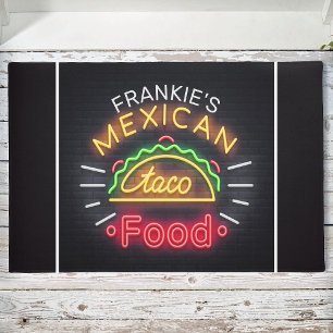 Paillasson Retro Neon Mexican Food Taco Diner personnalisé