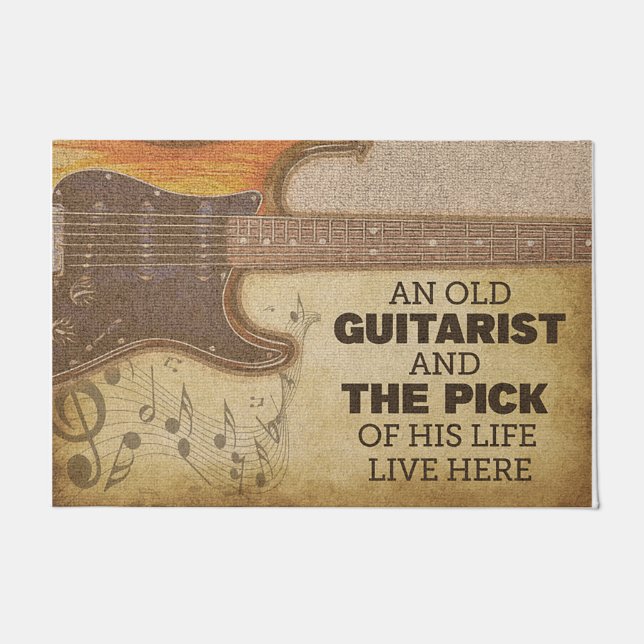 Paillasson Retro New Studio Mat, Guitariste Accueil personnal (Devant)