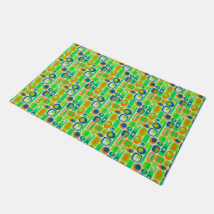 Paillasson Rétro papier peint drôle - orange vert-bleu