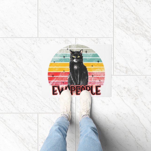 Paillasson Retro Vintage Chat Noir Ew (Intérieur)