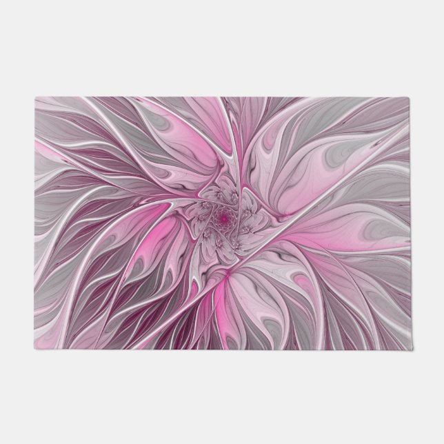 Paillasson Rêve de fleur rose fractal, Motif d'Imaginaire flo (Devant)