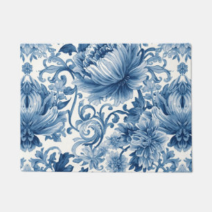 Paillasson Rêves bleus   Chinoiserie Florale Aquarelle