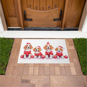 Paillasson Robe de Noël pour Beagle avec chapeau de Père Noël