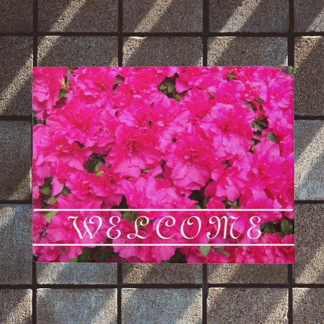 Paillasson Rose Azalea Blooms Floral Welcome Doormat (In Situ)