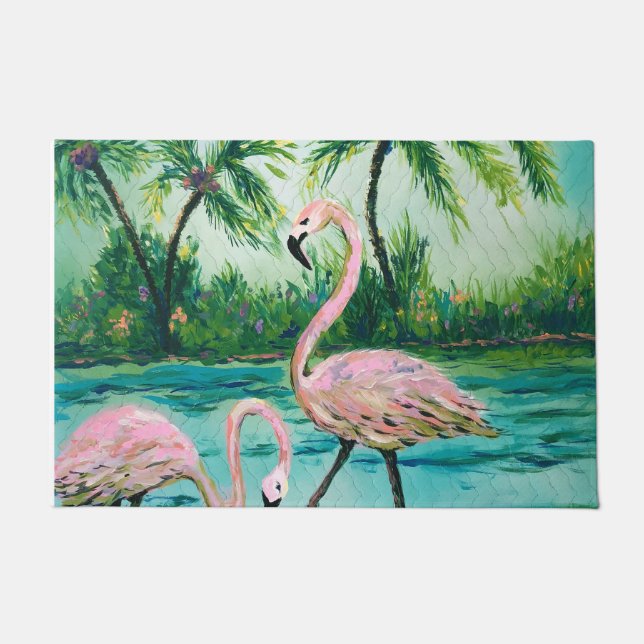 Paillasson rose de la Floride de Flamant rose (Devant)