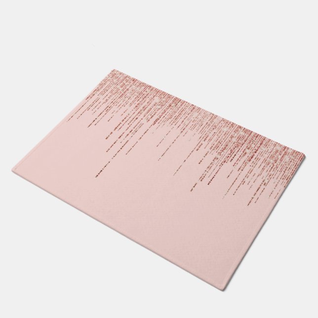 Paillasson Rose de luxe Gold Sparkly Glitter Fringe (Incliné)