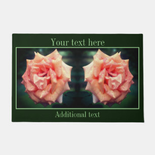 Paillasson Rose De Pêche En Fleur Personnalisé