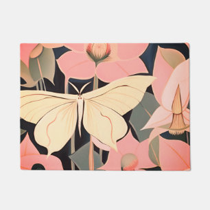 Paillasson Rose et crème - Luna Moth and Moonflowers
