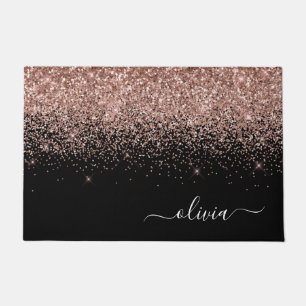 Paillasson Rose Gold Blush Pink Parties scintillant Script Mo