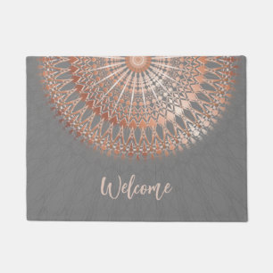 Paillasson Rose Gold Grey Mandala Bienvenue
