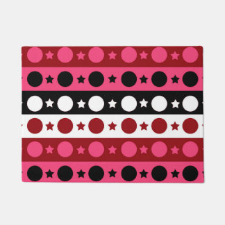 Paillasson Rose noir blanc Cercle Étoiles rayures Design