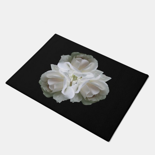 Paillasson Roses Blanches Avec Bouquet Raindrops (Incliné)