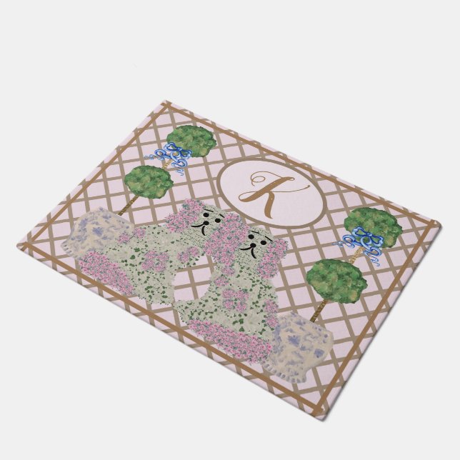 Paillasson Roses roses Staffordshire Chiens Topiaire (Incliné)