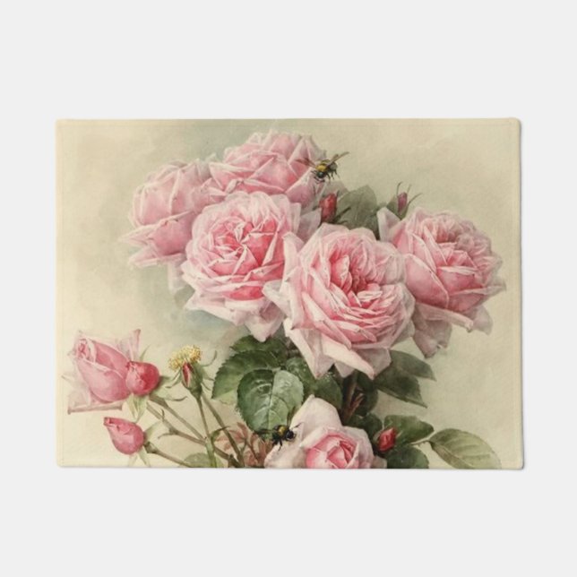 Paillasson Roses victoriens roses chics minables (Devant)