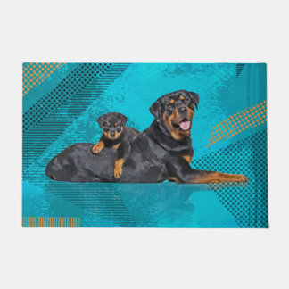 Paillasson Rottweiler avec un chiot