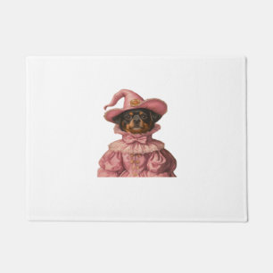 Paillasson Rottweiler Chiot habillé en sorcière rose - Cute H