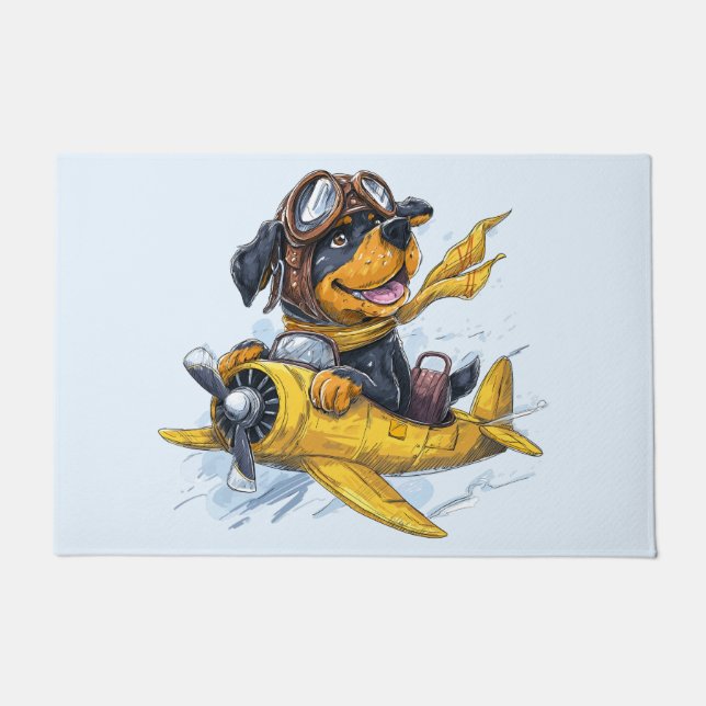 Paillasson Rottweiler Dog Avion Pilote (Devant)