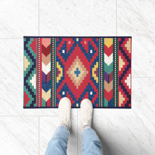 Paillasson Rouge Bleu Vert Jaune Blanc Oriental Kilim Rug