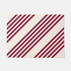 Paillasson Rouge bordeaux et beige cinq rayures motif