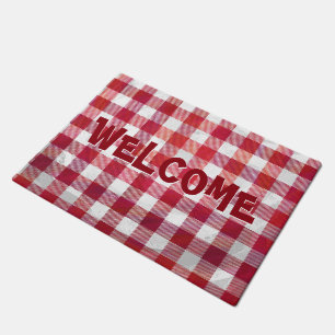 Paillasson Rouge et blanc de buffle plaid