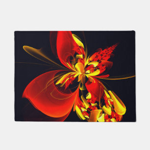 Paillasson Rouge Jaune Floral Moderne Résumé Modèle Art #10
