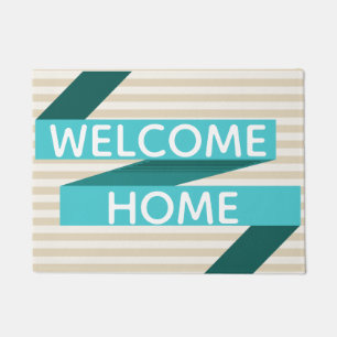 Paillasson Ruban Turquoise moderne et rayures Accueil