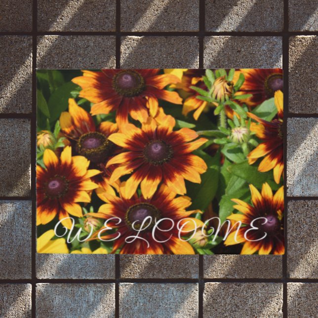 Paillasson Rudbeckias jaune et bronze Accueil Floral (In Situ)