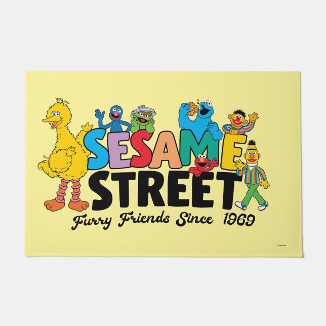 Paillasson Rue Sésame | Furry Friends depuis 1969 (Devant)