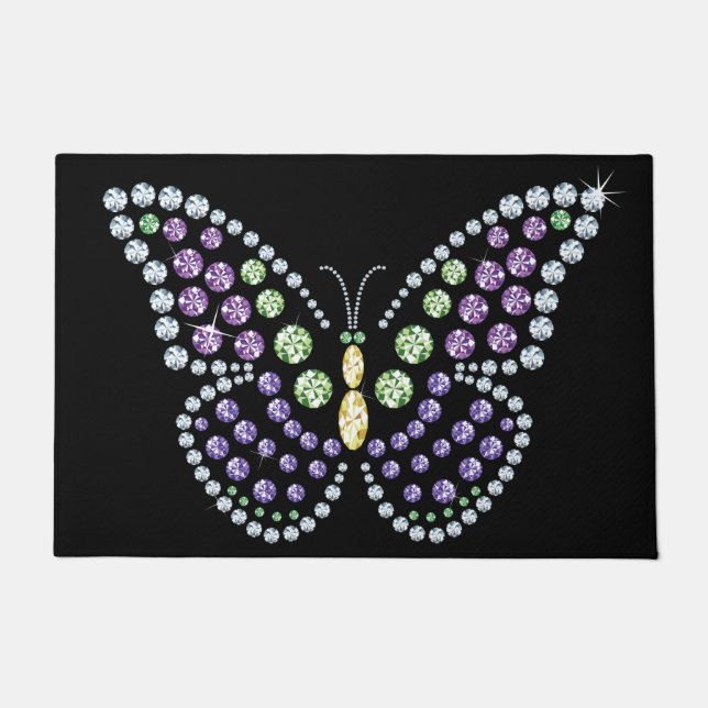 Paillasson Rug à papillon en pierre à bijoux (Devant)
