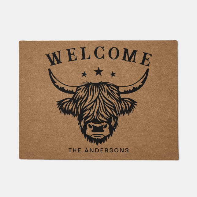 Paillasson Russe Farm Highland Cow Maison de famille (Devant)