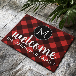 Paillasson Russe Rouge et Noir Buffalo Plaid Accueil de la fa