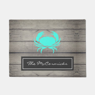 Paillasson Rustic Beach House Turquoise Crabe bleu Famille Mo