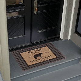 Paillasson Rustic Bear Bienvenue Cabine dans les bois Nom de 