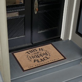 Paillasson Rustic Country Burlap C'est notre endroit heureux