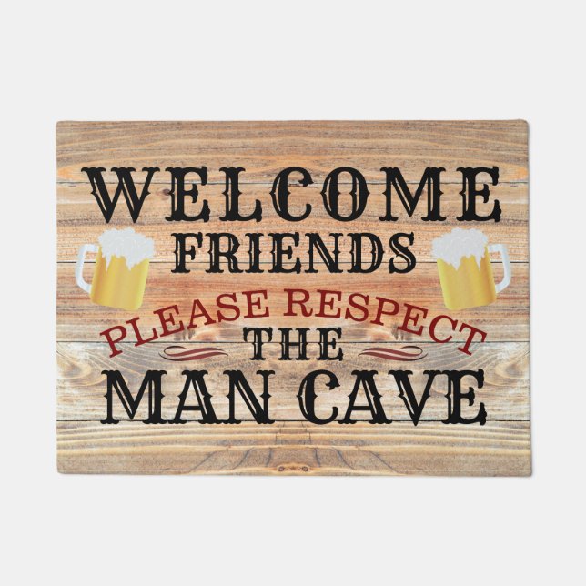 Paillasson RUSTIC Grange Wood Funny BEER MAN CAVE | Bienvenue (Devant)