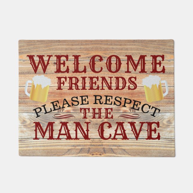 Paillasson RUSTIC Grange Wood Funny BEER MAN CAVE | Bienvenue (Devant)