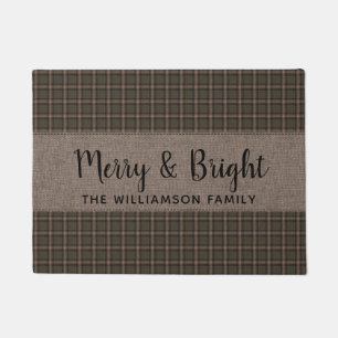 Paillasson Rustic Merry et Bright Homespun Nom de famille