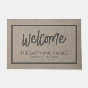 Paillasson Rustic Modern Burlap - Script Welcome