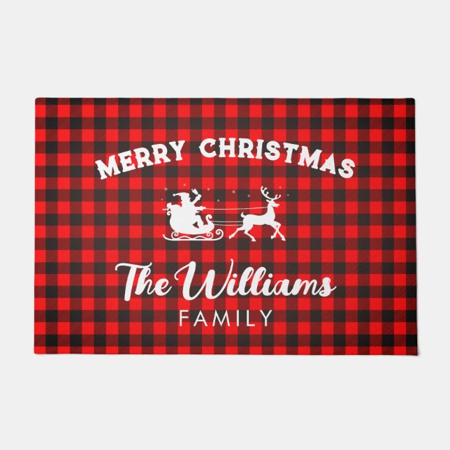 Paillasson Rustic Red Buffalo Check Noël personnalisé Do (Devant)