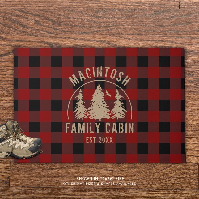 Paillasson Rustic Red Buffalo Plaid Forest Woods Personnalisé (Créateur téléchargé)