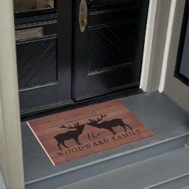 Paillasson Rustic Wood Nom de famille Walking Elk