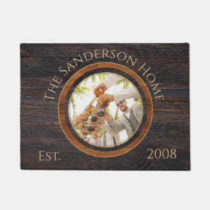 Paillasson Rustic Wood Tone Nom de famille Photo