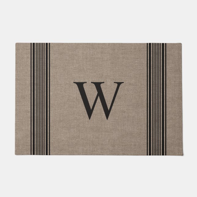 Paillasson Rustique Burlap Farmhouse Ticking Strigramme (Devant)