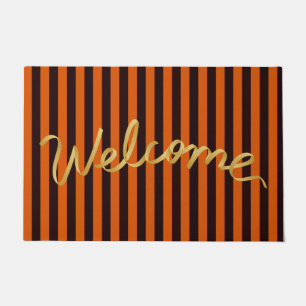 Paillasson Rustique Burtic Orange and Black Stripes Automne 