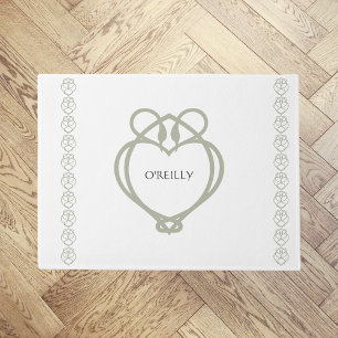 Paillasson Sage Green Irish Celtic Swan Love Knot Nom de fami