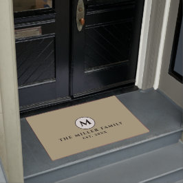 Paillasson Sage Green Noir & Blanc Monogramme Nom de famille