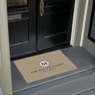 Paillasson Sage Green Noir & Blanc Monogramme Nom de famille