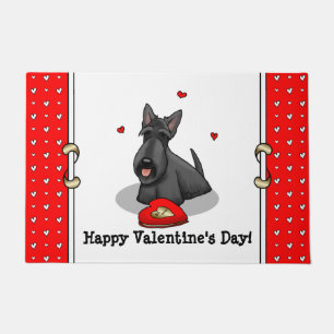 Paillasson Saint-Valentin (rouge) Chien écossais (noir) migno