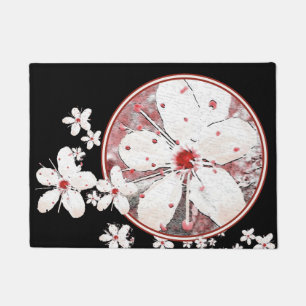 Paillasson Sakura rouge et blanc cerisier fleur asiatique flo