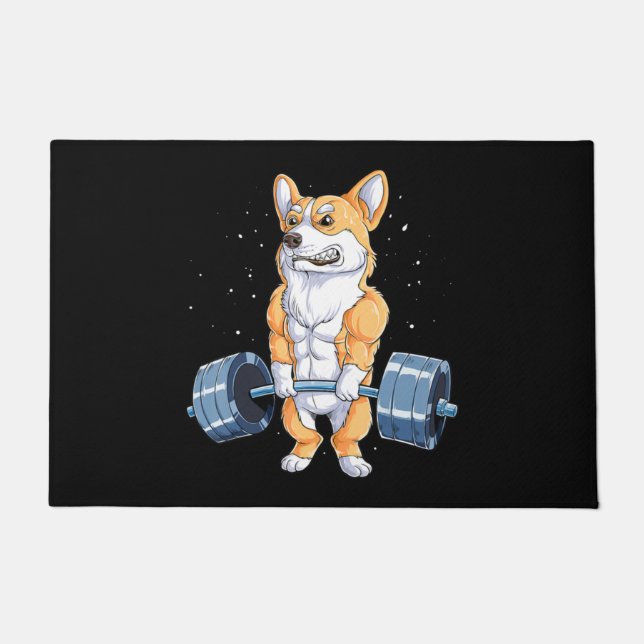 Paillasson Salle De Fitness Corgi Funny Deadlift (Devant)
